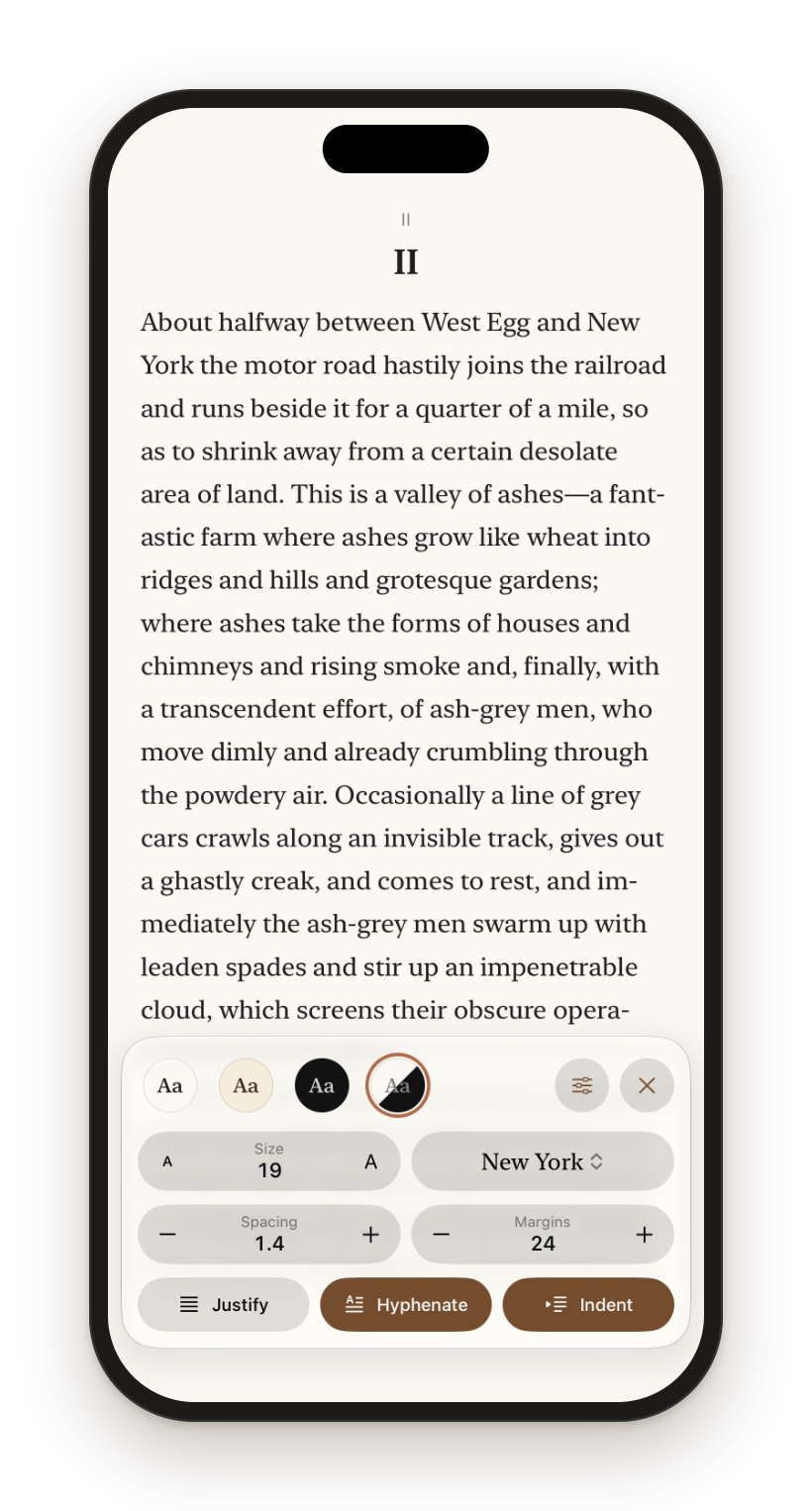 Fuss over the fonts. Nine typefaces, plus size, spacing and margins. Tweak away until it looks right.